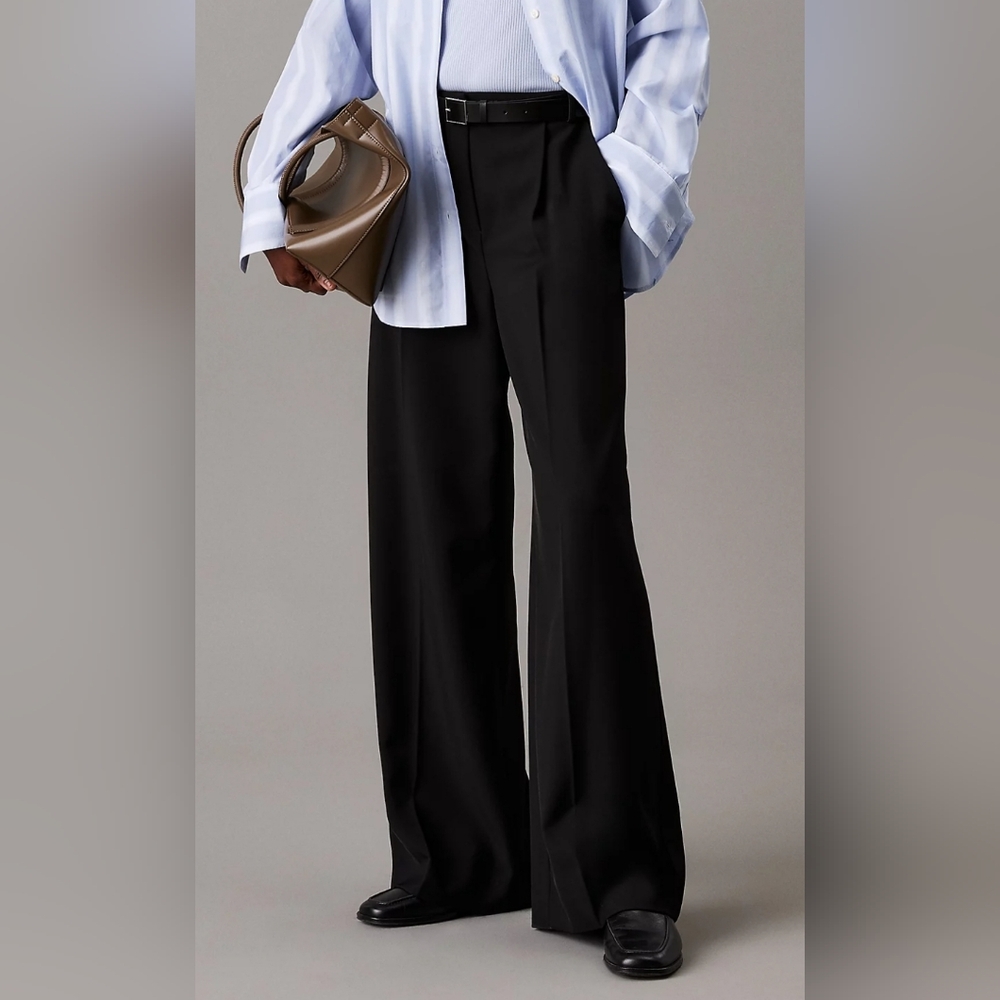 Calvin Klein Classic Black Wide-Leg Trousers